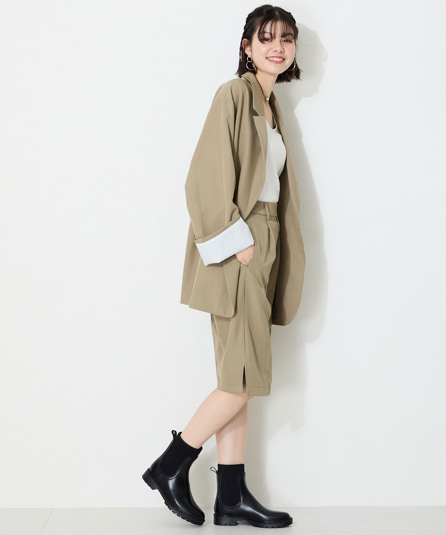 ORiental TRaffic「【防水】サイドネオプレーンレインブーツ/R-0019 レインブーツ 人気 トレンド 売れてる」|ショートブーツ|