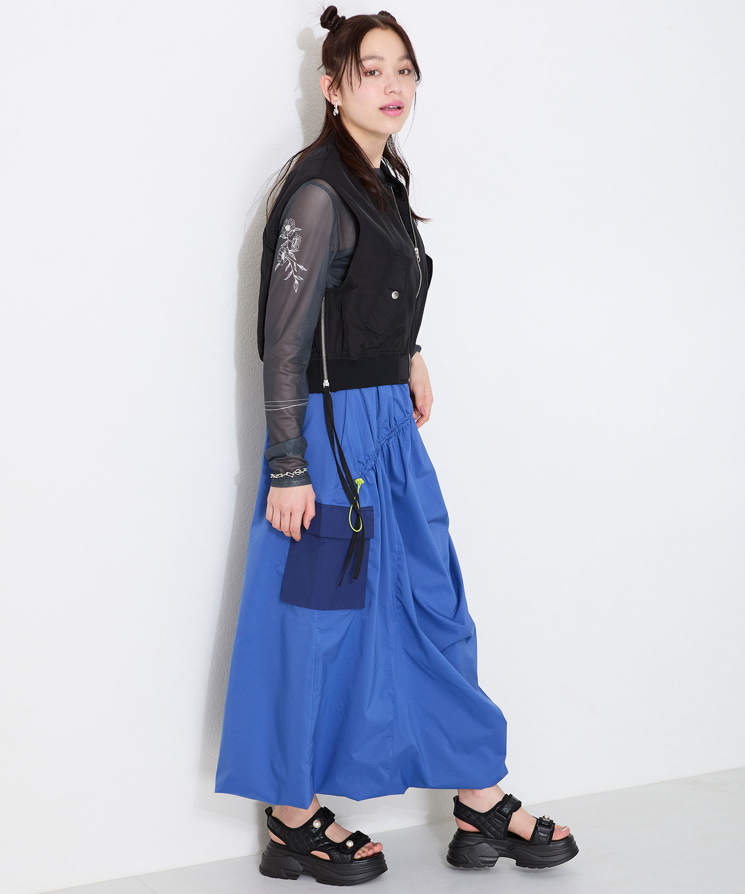 ORiental TRaffic「キルティングパールボタン厚底サンダル/51213 サンダル 厚底 人気」|サンダル|