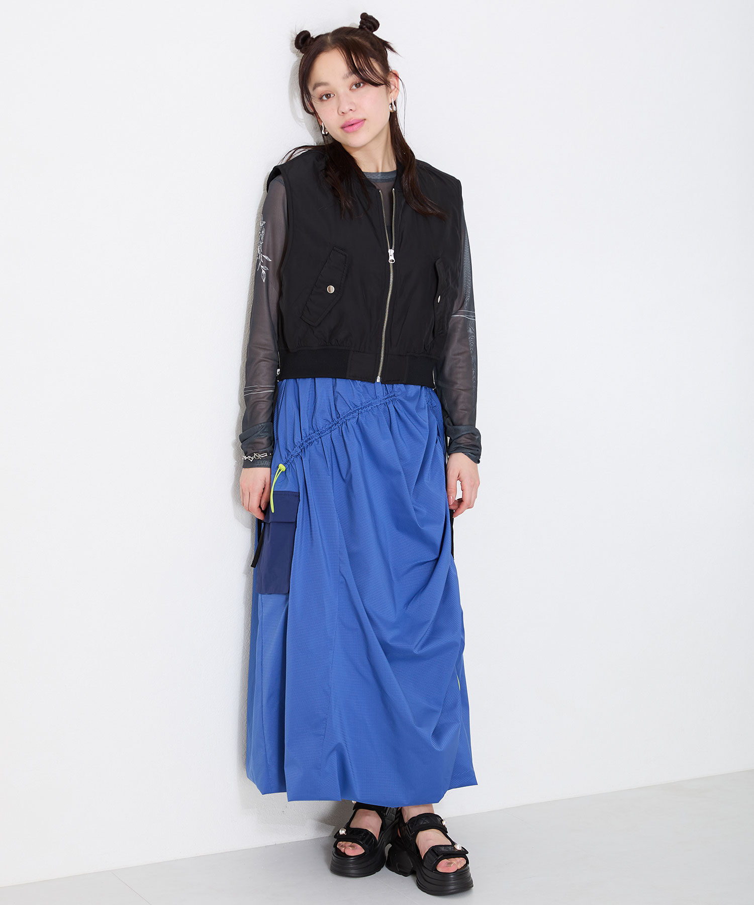 ORiental TRaffic「キルティングパールボタン厚底サンダル/51213 サンダル 厚底 人気」|サンダル|