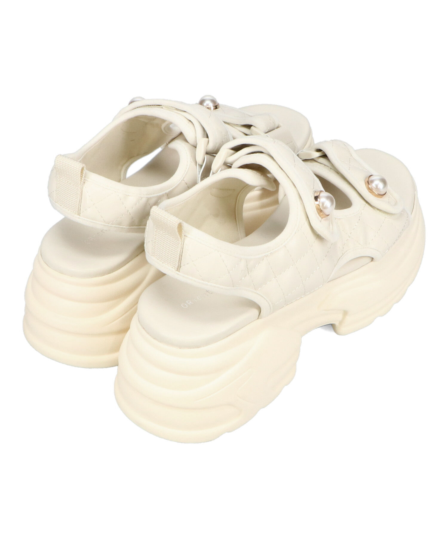 ORiental TRaffic「キルティングパールボタン厚底サンダル/51213 サンダル 厚底 人気」|サンダル|