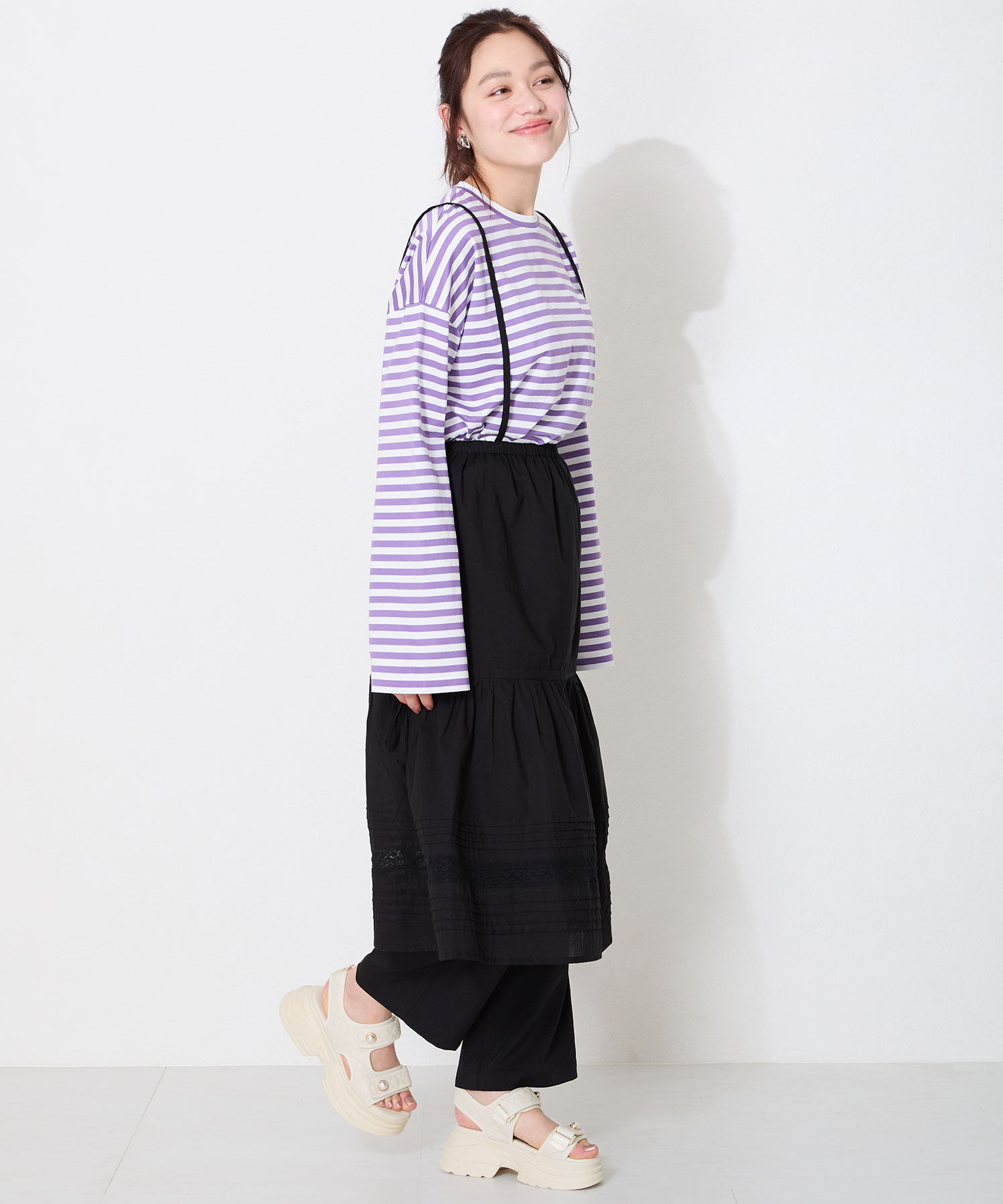 ORiental TRaffic「キルティングパールボタン厚底サンダル/51213 サンダル 厚底 人気」|サンダル|