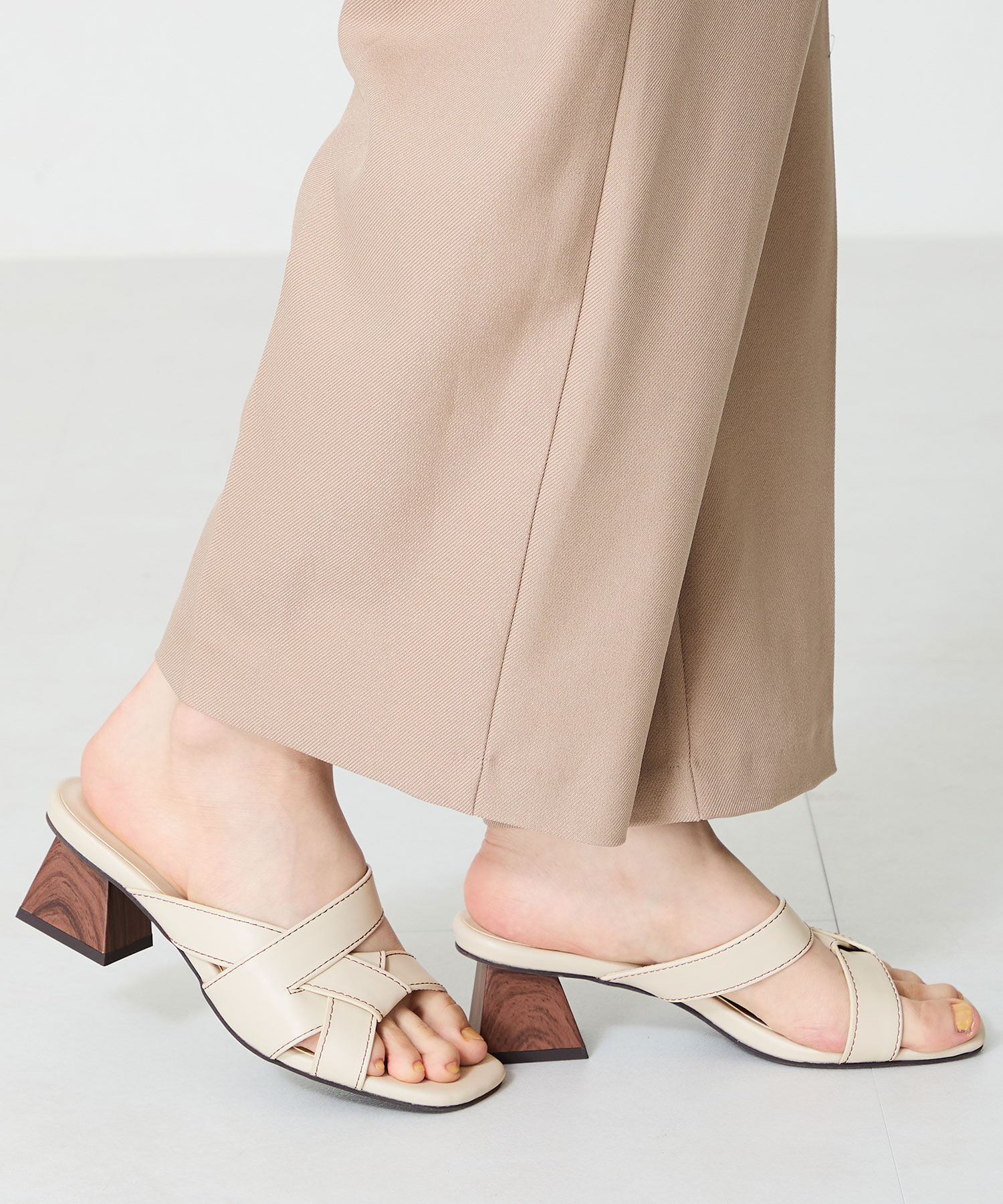 ORiental TRaffic「ウッドヒールクロスリボンサンダル/51209 サンダル 人気 トレンド」|サンダル|