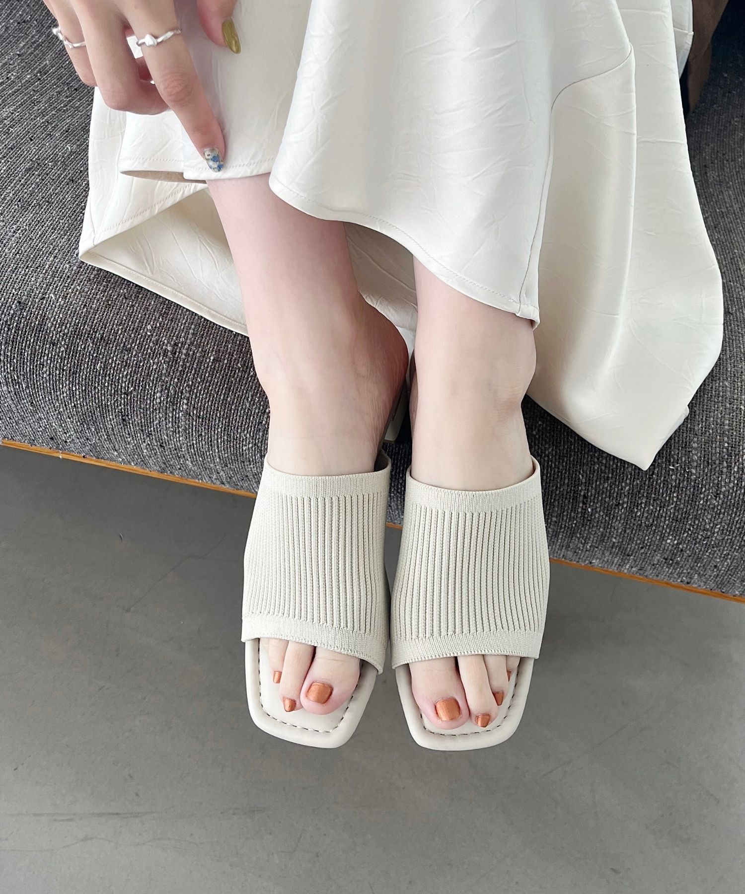 WA Oriental TRaffic「ニットミュールサンダル/52207 ミュール ニット トレンド サンダル 柔らかい 人気」|サンダル|