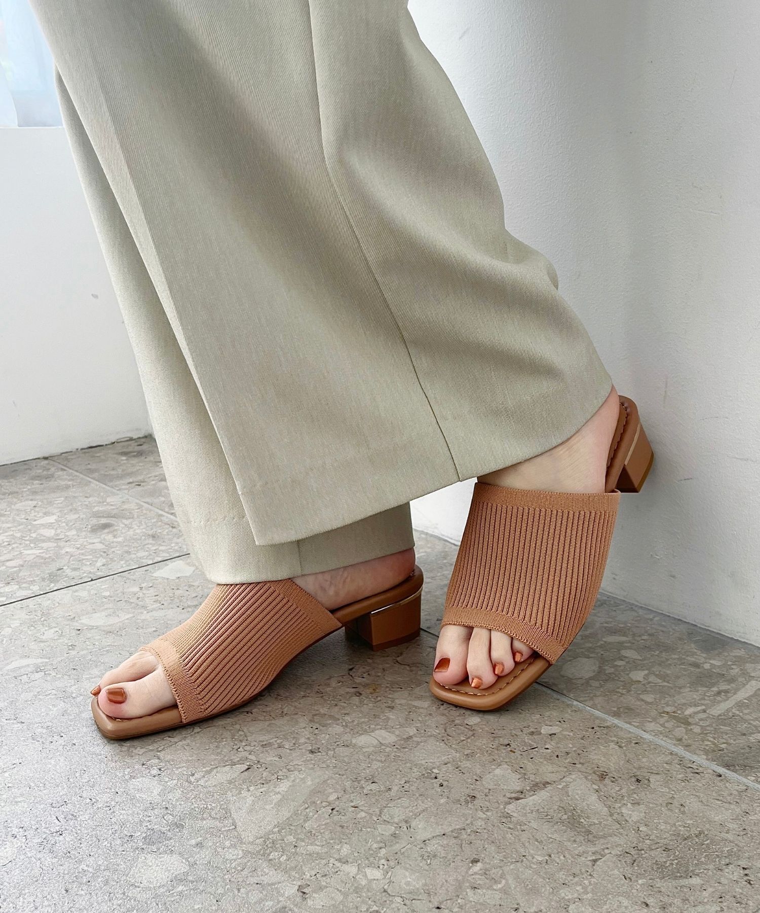 WA Oriental TRaffic「ニットミュールサンダル/52207 ミュール ニット トレンド サンダル 柔らかい 人気」|サンダル|