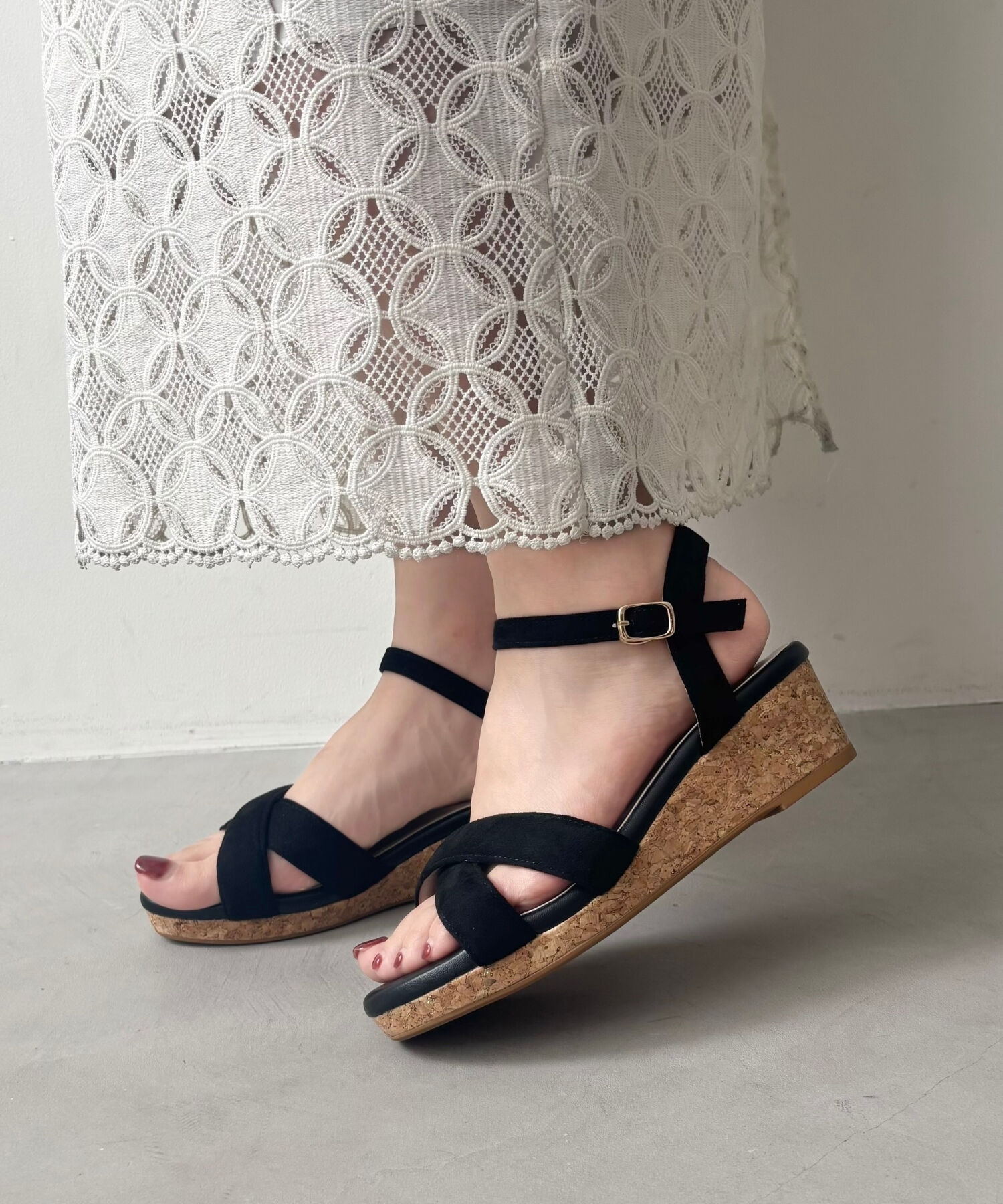 WA Oriental TRaffic「アーモンドトゥクロスウエッジサンダル/52201 サンダル トレンド 人気 クッション」|サンダル|