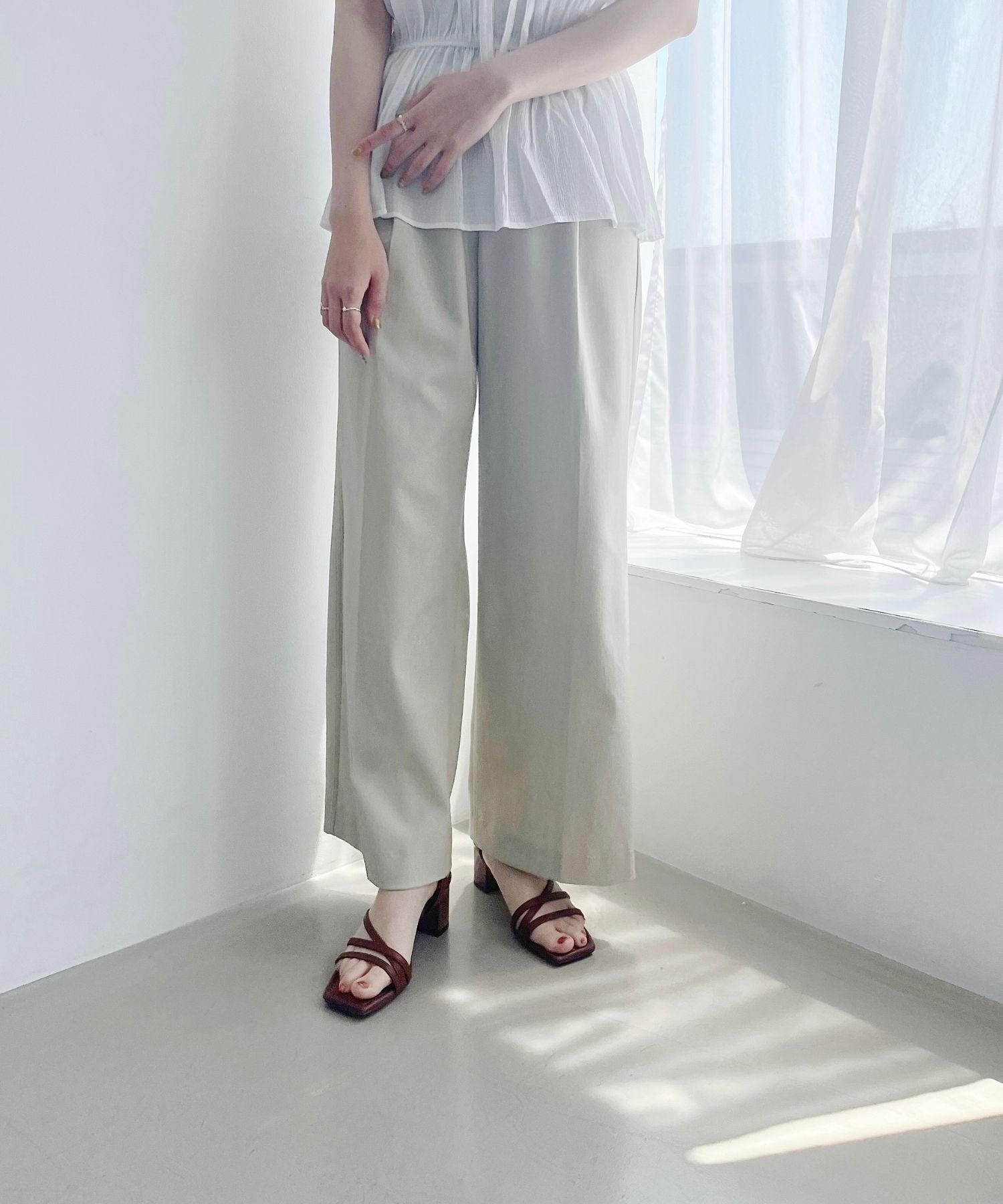 ORiental TRaffic「アシンメトリーストラップヒールサンダル/51230 サンダル 人気 トレンド ヒール6.7cm」|サンダル|