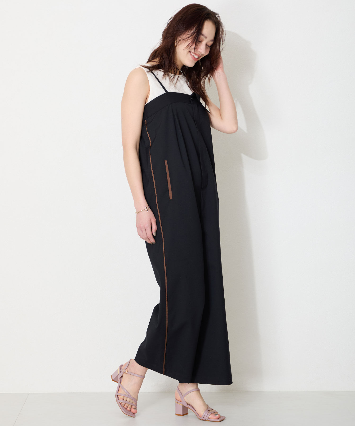 ORiental TRaffic「アシンメトリーストラップヒールサンダル/51230 サンダル 人気 トレンド ヒール6.7cm」|サンダル|