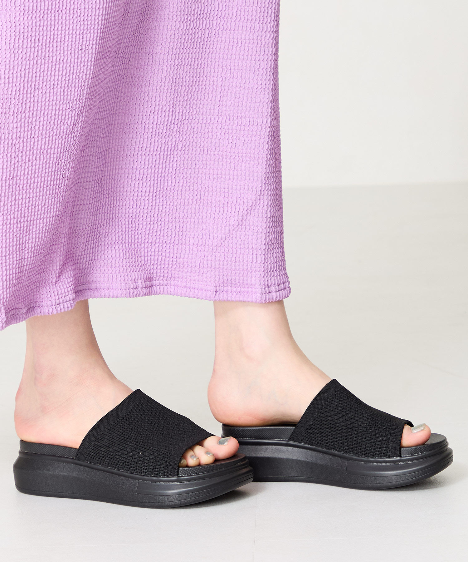 WA Oriental TRaffic「厚底ニットミュールサンダル/52215 サンダル 厚底 ニット ミュール 人気 トレンド」|サンダル|