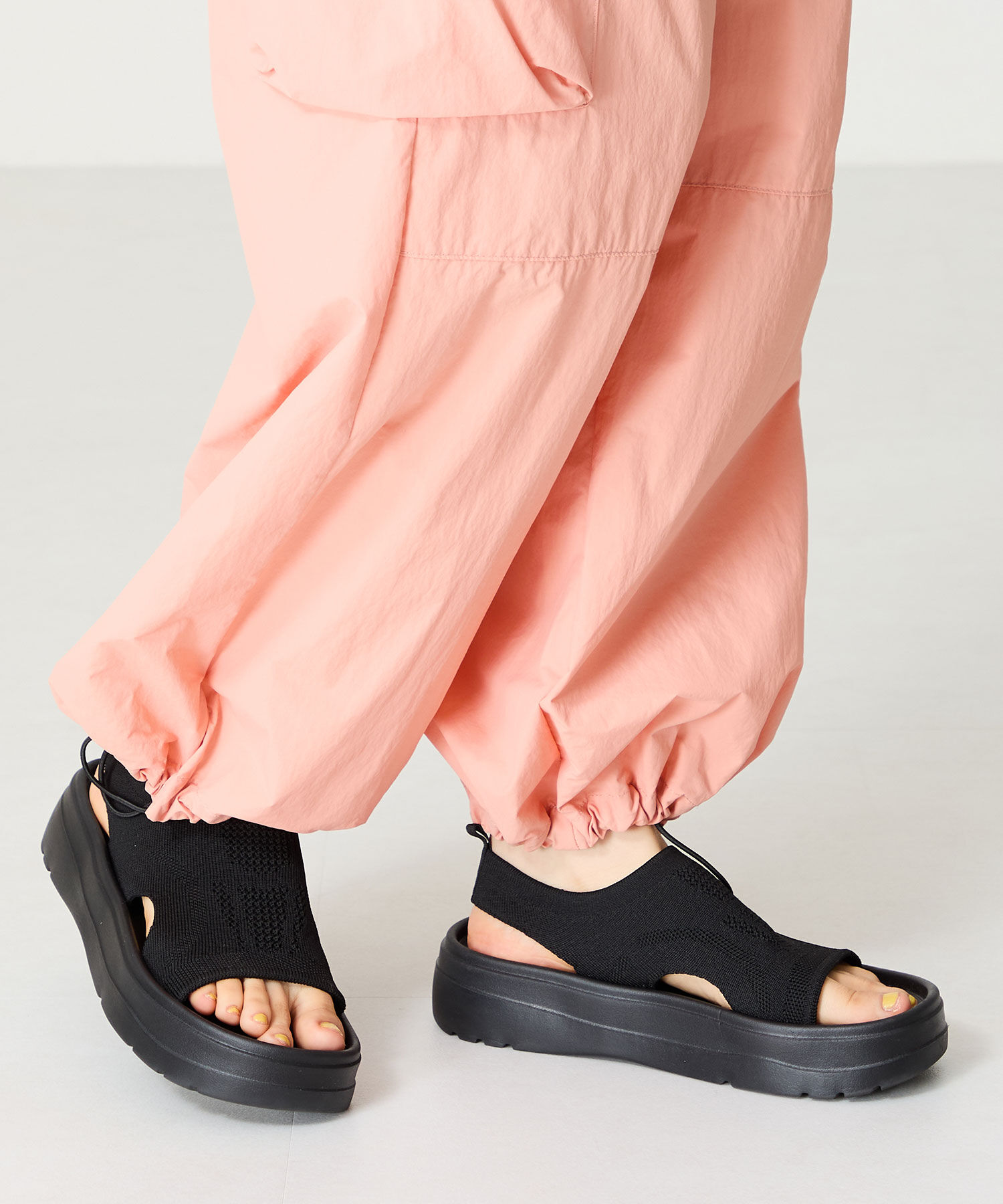 ORiental TRaffic「【Fit meサンダル】サイドオープンニット厚底サンダル/55207 サンダル WEB限定 ニット 軽い」|サンダル|