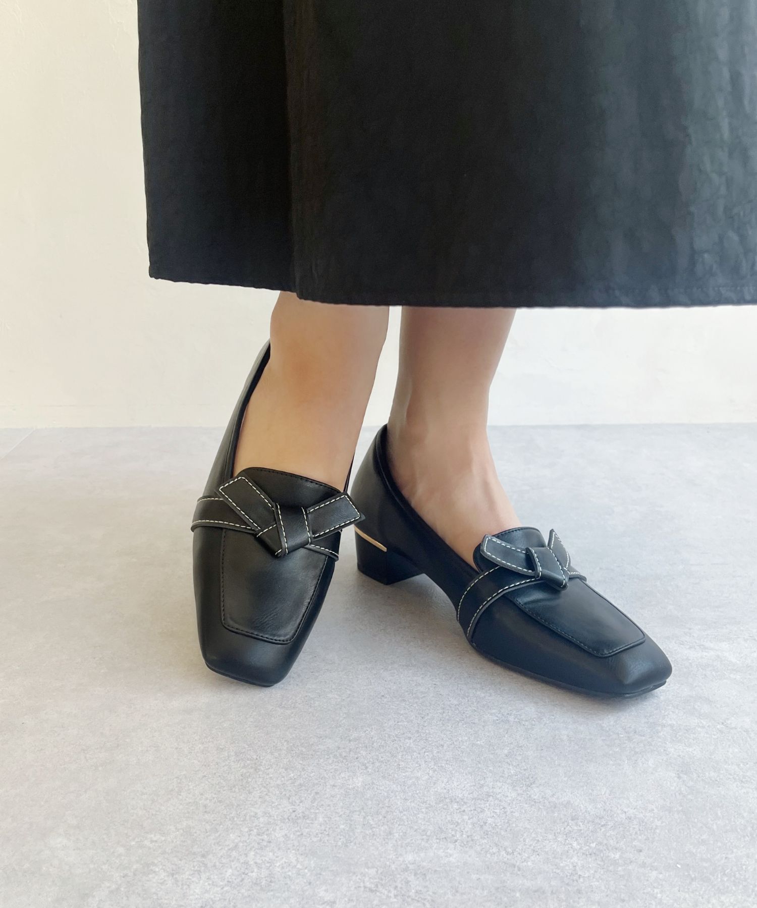 ORiental TRaffic「【WEB限定】リボンデザイン 甲深パンプス /55301 ヒール3.5ｃｍ ヒールローファー」|パンプス|