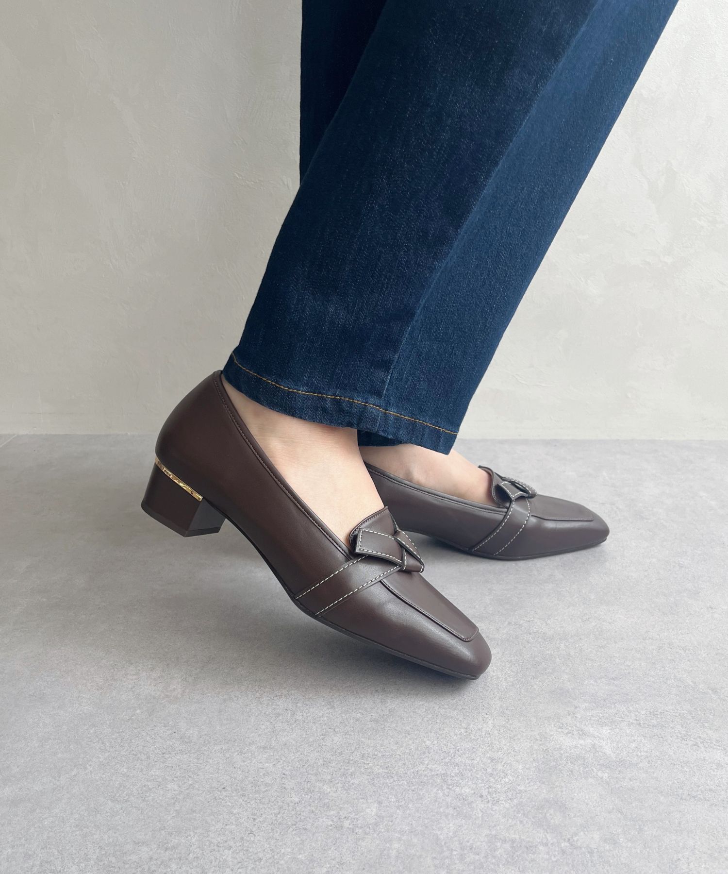 ORiental TRaffic「【WEB限定】リボンデザイン 甲深パンプス /55301 ヒール3.5ｃｍ ヒールローファー」|パンプス|