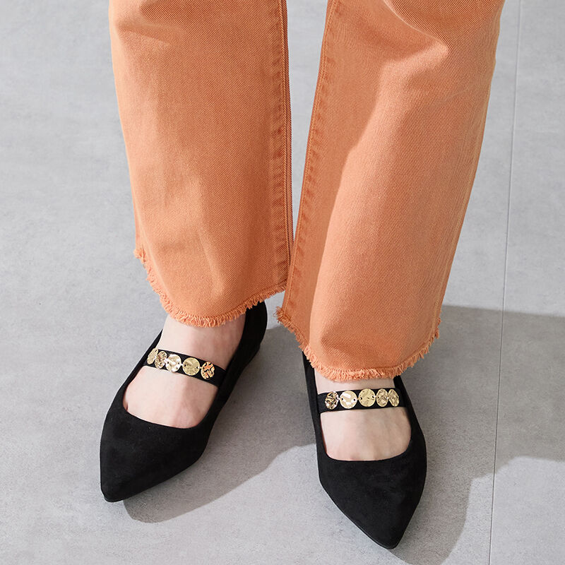 ORiental TRaffic「コインモチーフ ストラップパンプス /51308 ヒール1.8ｃｍ フラット」|パンプス|BLACK