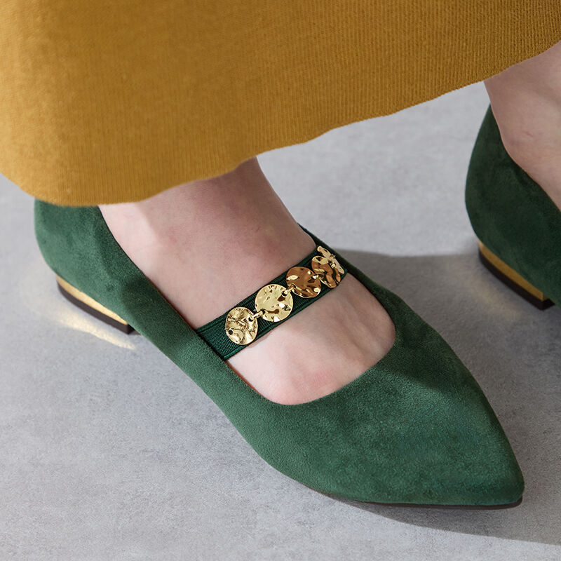 ORiental TRaffic「コインモチーフ ストラップパンプス /51308 ヒール1.8ｃｍ フラット」|パンプス|GREEN