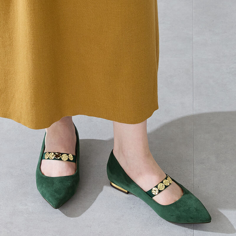 ORiental TRaffic「コインモチーフ ストラップパンプス /51308 ヒール1.8ｃｍ フラット」|パンプス|