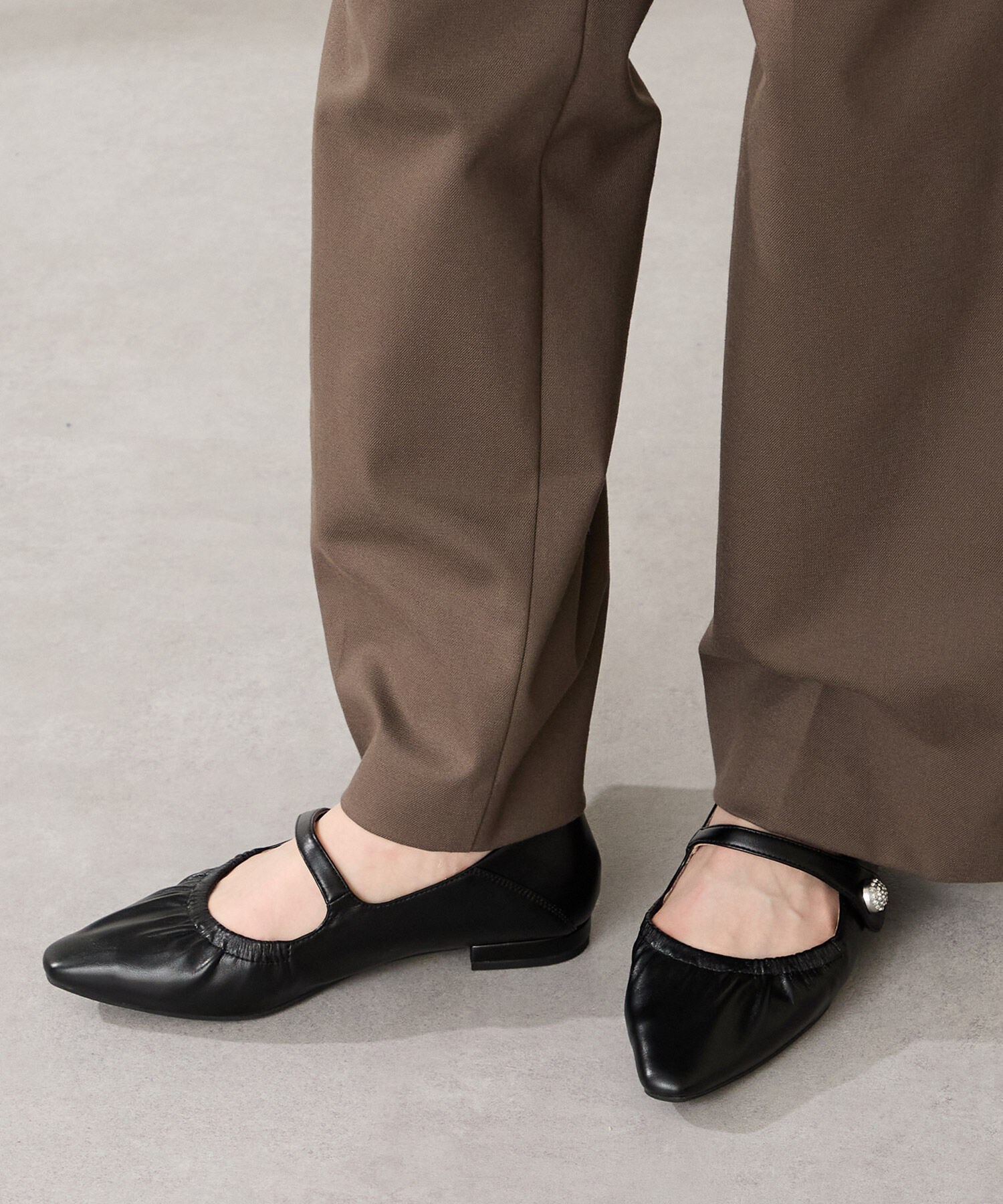 WA Oriental TRaffic「ギャザーデザインメリージェーン パンプス /52316 フラット 通勤靴 ストラップパンプス」|パンプス|