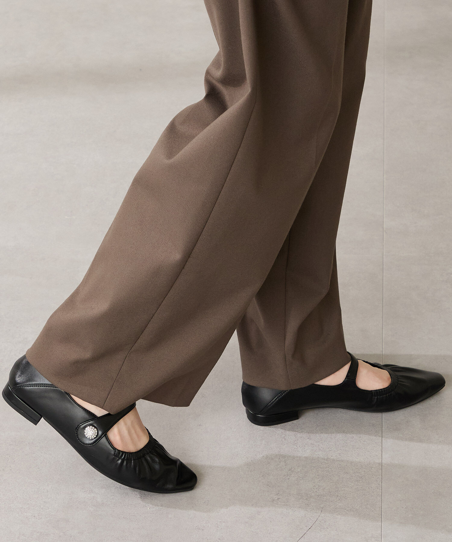 WA Oriental TRaffic「ギャザーデザインメリージェーン パンプス /52316 フラット 通勤靴 ストラップパンプス」|パンプス|