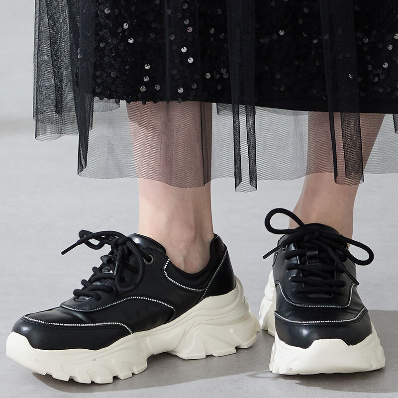 ORiental TRaffic「 ラインストーン 切替 ダッド スニーカー /OT3769 厚底」|スニーカー|