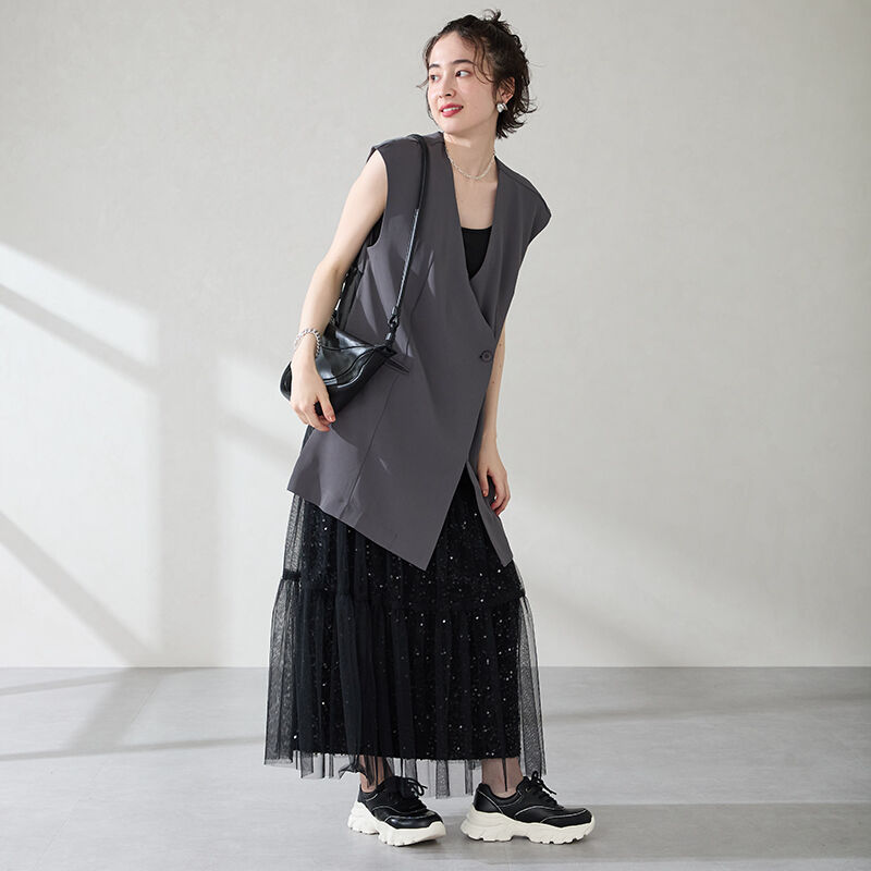 ORiental TRaffic「 ラインストーン 切替 ダッド スニーカー /OT3769 厚底」|スニーカー|