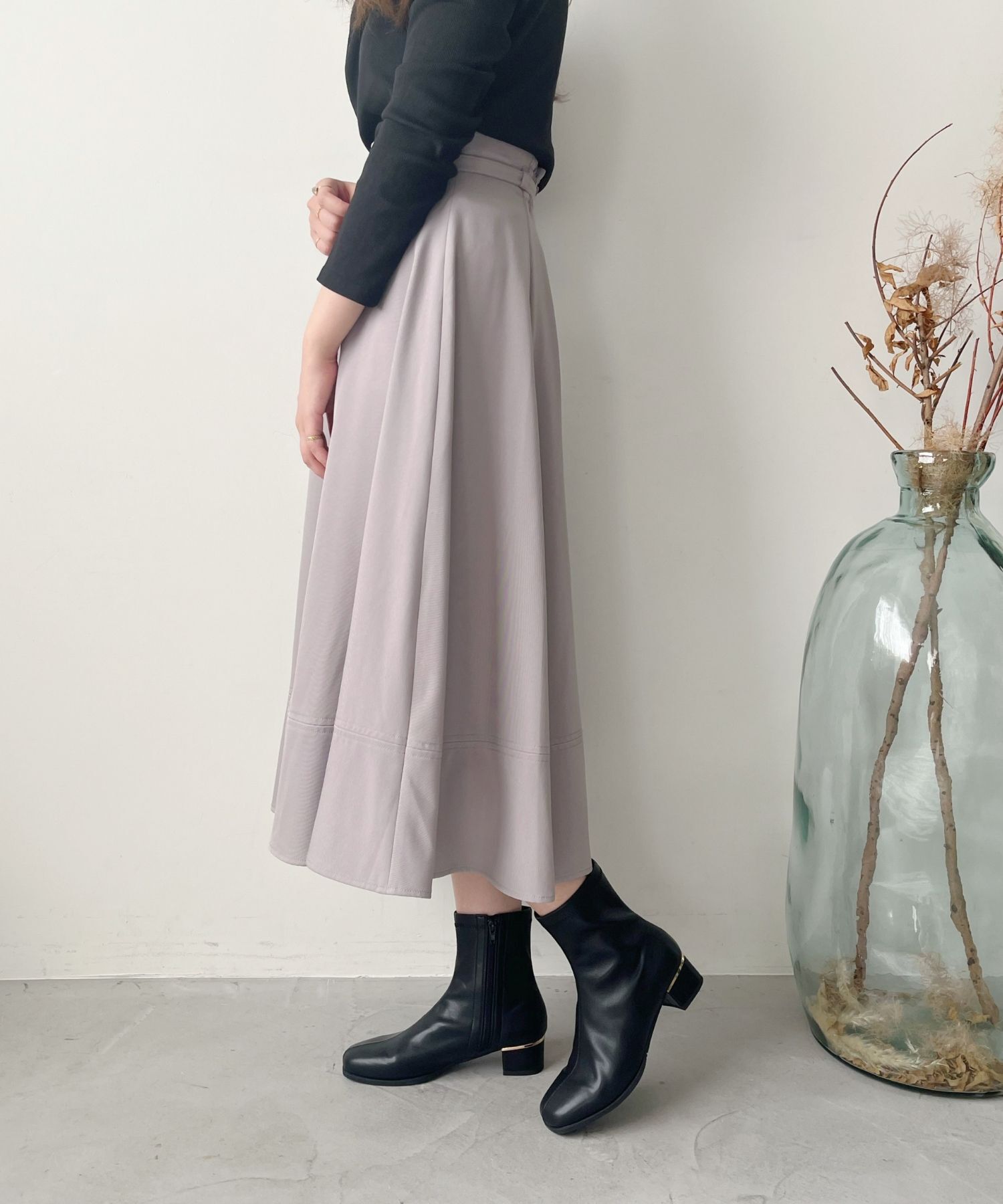 WA Oriental TRaffic「ヒールパーツ ストレッチ ブーツ /52402 シンプル 通勤 ショートブーツ」|ショートブーツ|