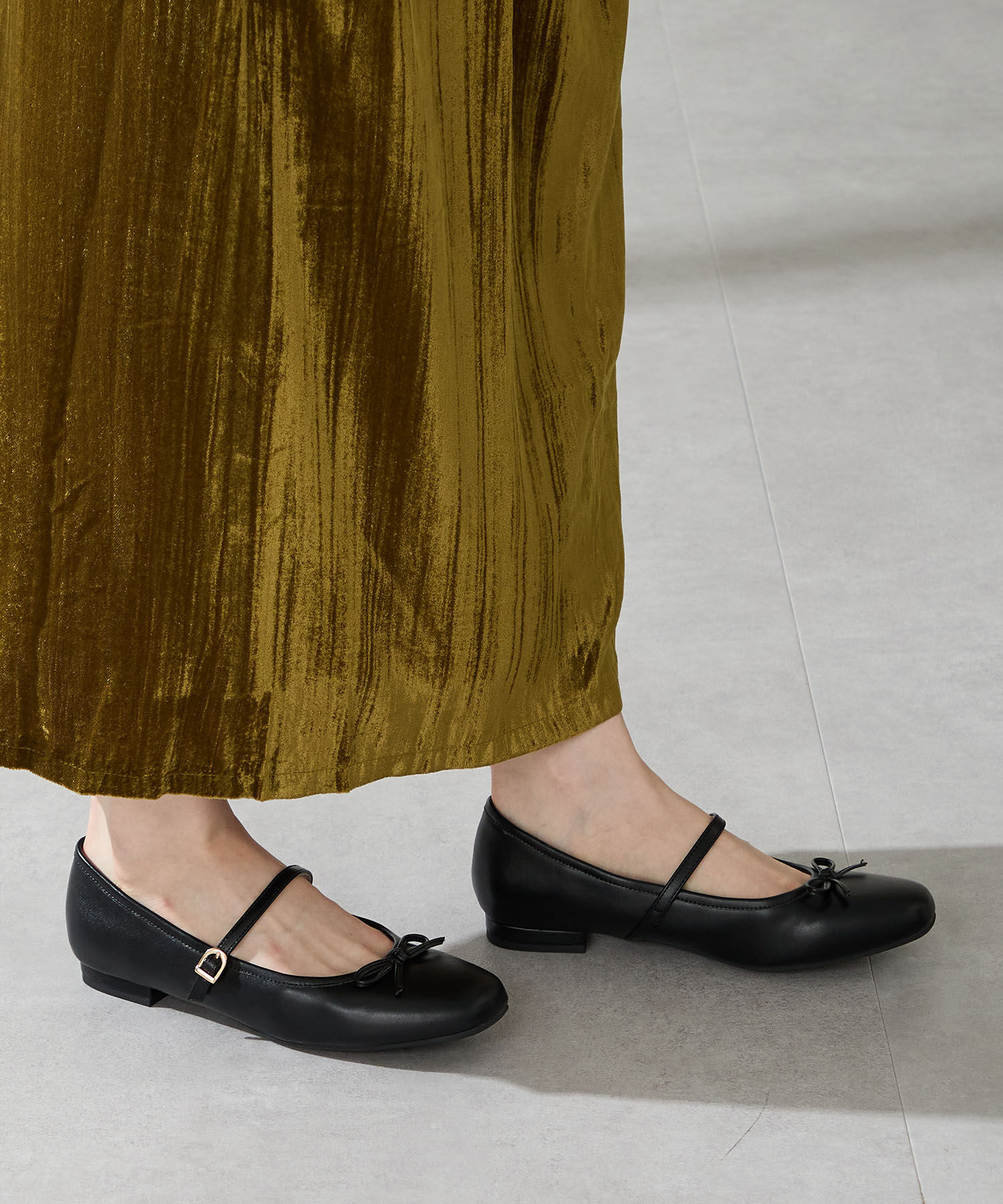 WA Oriental TRaffic「 メリージェーン バレエ パンプス /52313 防寒 起毛 ファー ゴムストラップ」|パンプス|