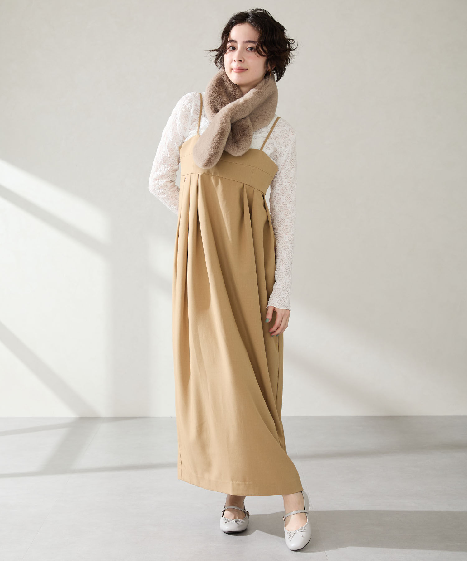 WA Oriental TRaffic「 メリージェーン バレエ パンプス /52313 防寒 起毛 ファー ゴムストラップ」|パンプス|