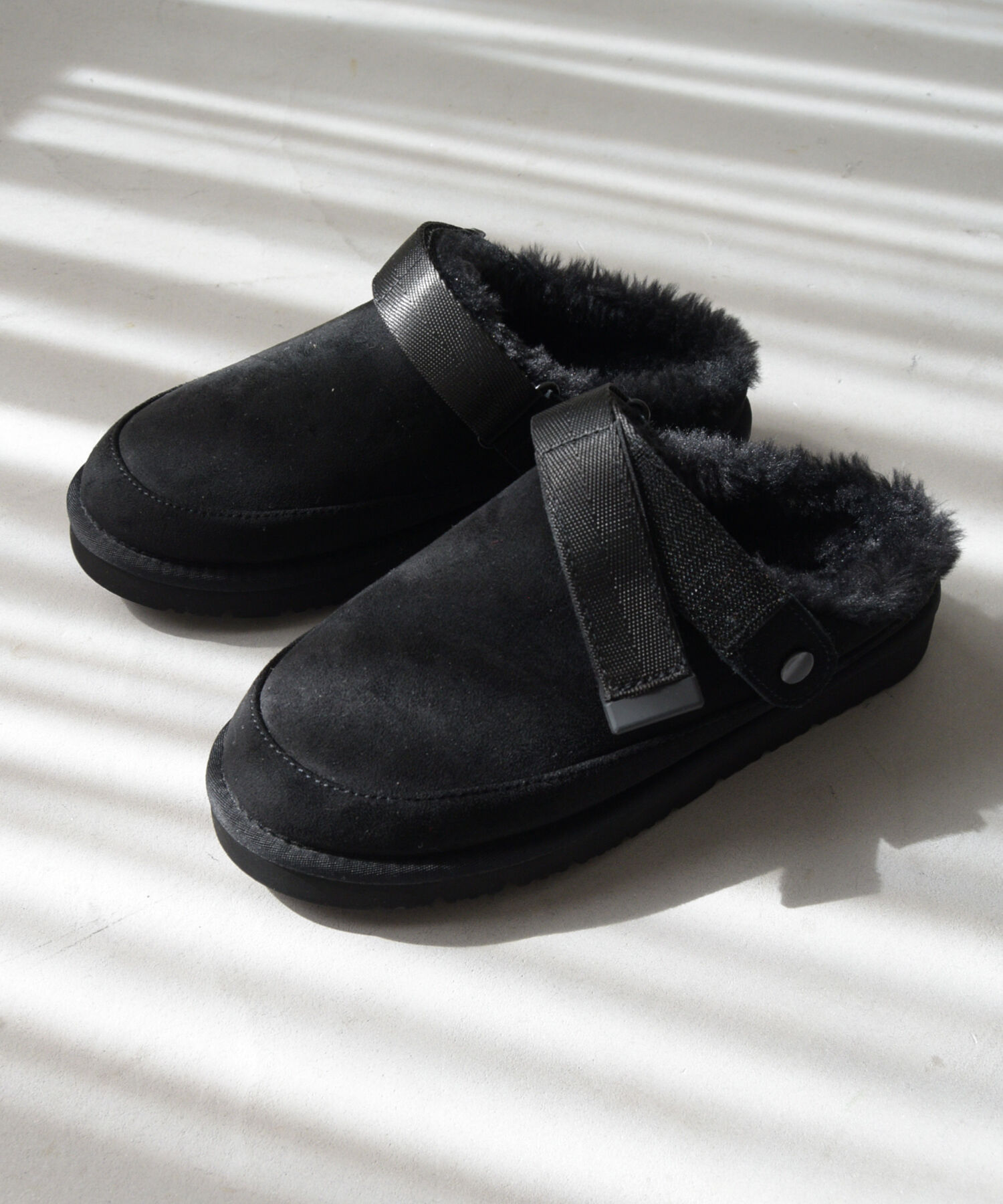 ORiental TRaffic「【 厚底 ・ 軽量 】 ムートン ベルト サンダル /55302 もこもこ 暖かい 防寒」|モカシン|