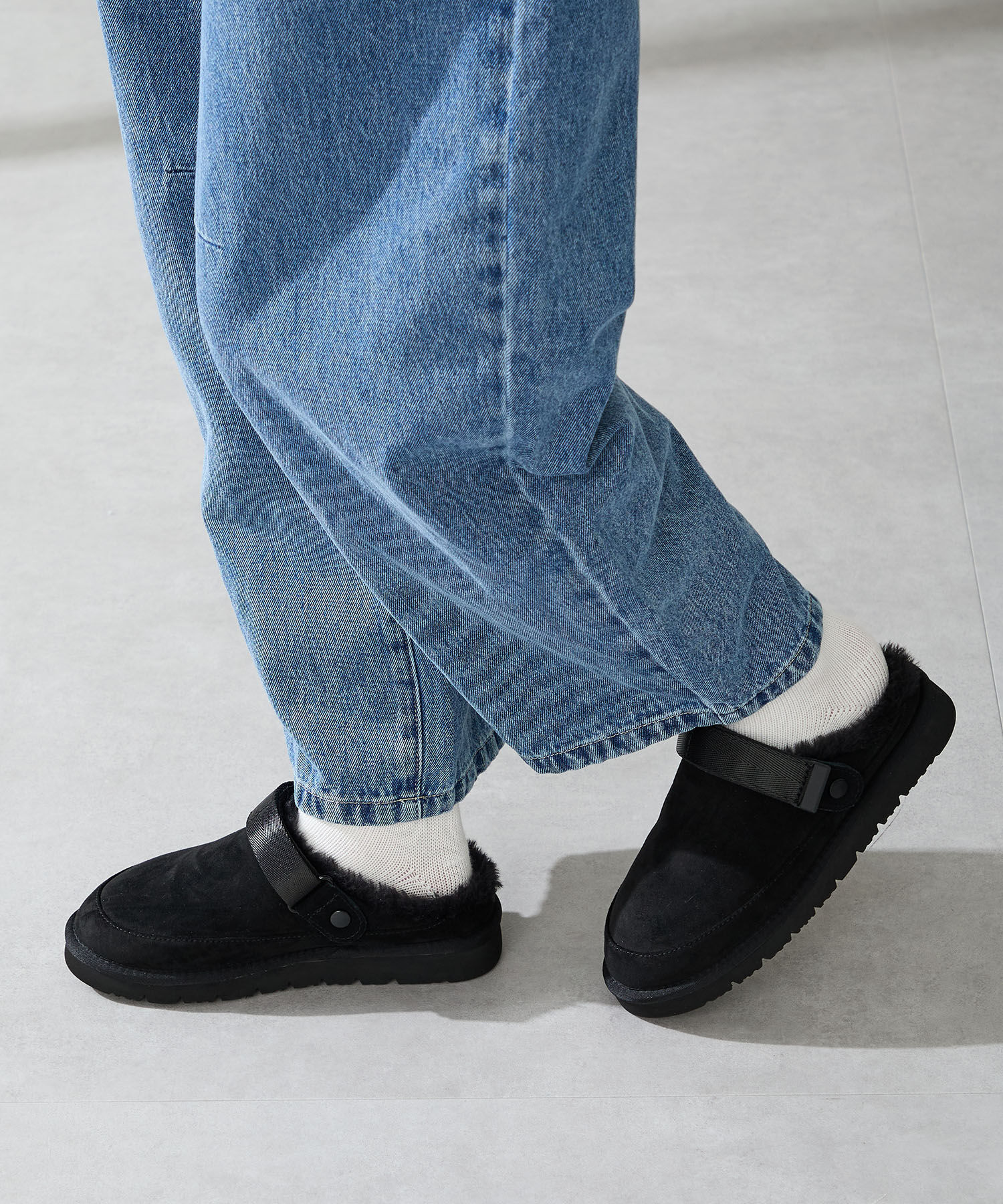 ORiental TRaffic「【 厚底 ・ 軽量 】 ムートン ベルト サンダル /55302 もこもこ 暖かい 防寒」|モカシン|