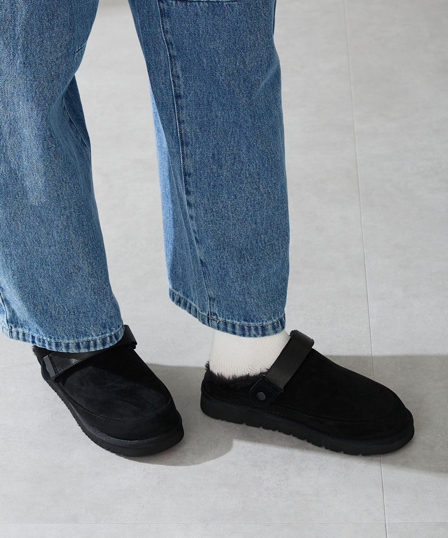 ORiental TRaffic「【 厚底 ・ 軽量 】 ムートン ベルト サンダル /55302 もこもこ 暖かい 防寒」|モカシン|