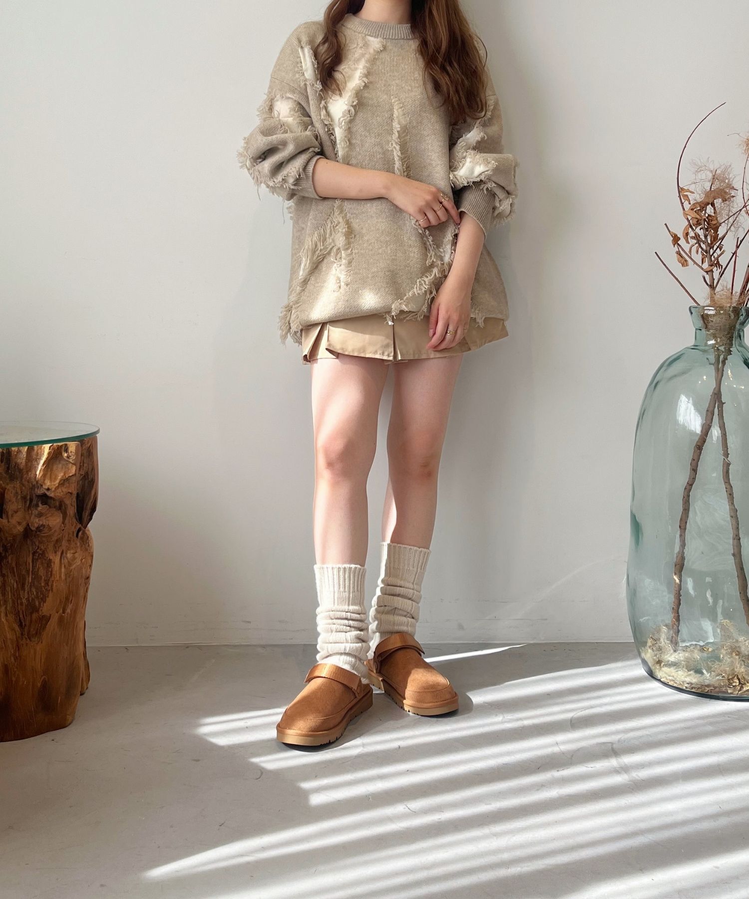 ORiental TRaffic「【 厚底 ・ 軽量 】 ムートン ベルト サンダル /55302 もこもこ 暖かい 防寒」|モカシン|