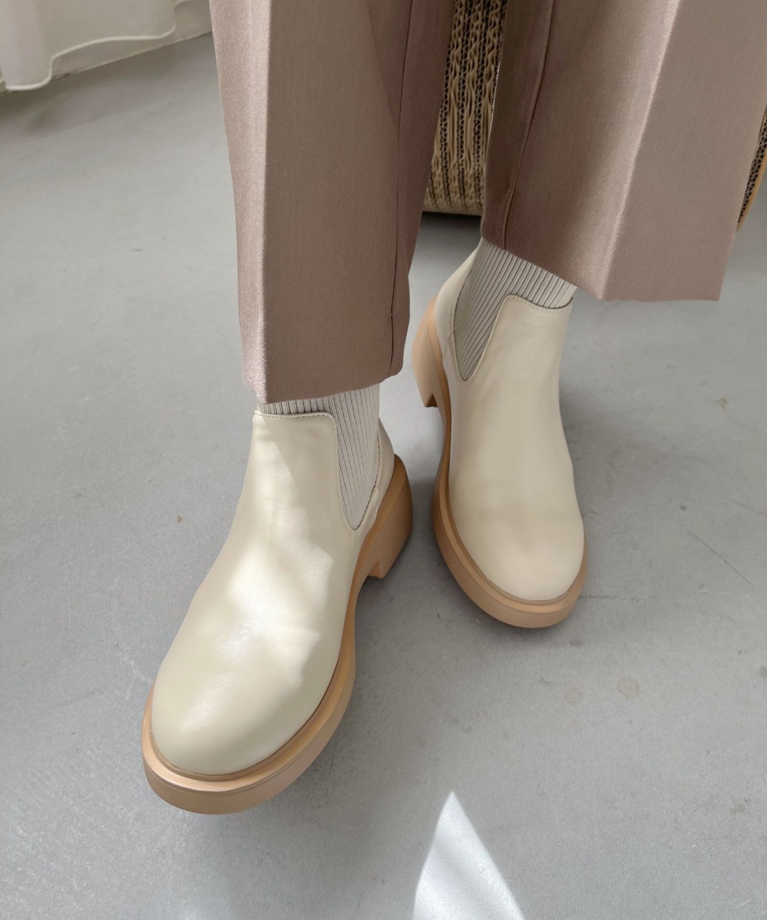 WA Oriental TRaffic「リブニットバックジップブーツ/52407」|ショートブーツ|