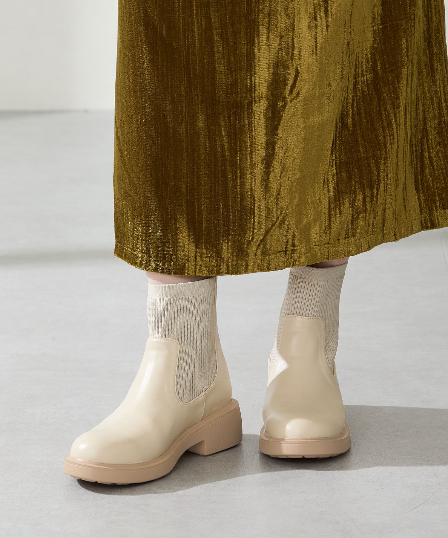 WA Oriental TRaffic「リブニットバックジップブーツ/52407」|ショートブーツ|