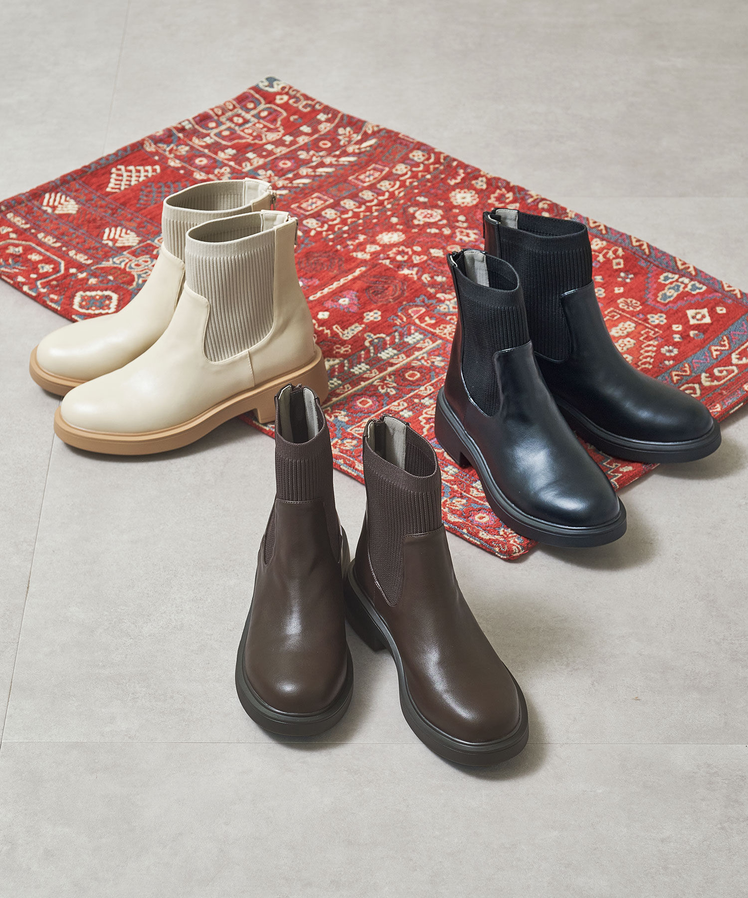 WA Oriental TRaffic「リブニットバックジップブーツ/52407」|ショートブーツ|