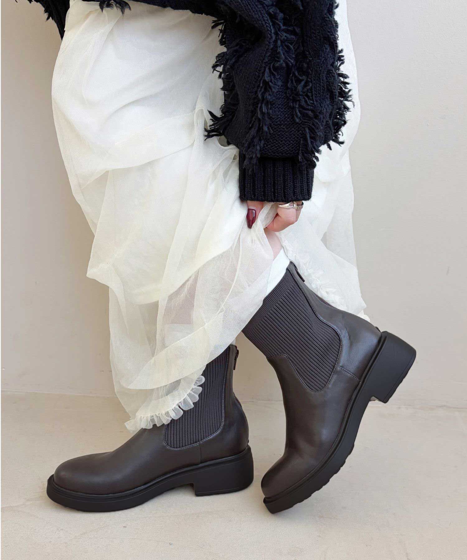 WA Oriental TRaffic「リブニットバックジップブーツ/52407」|ショートブーツ|