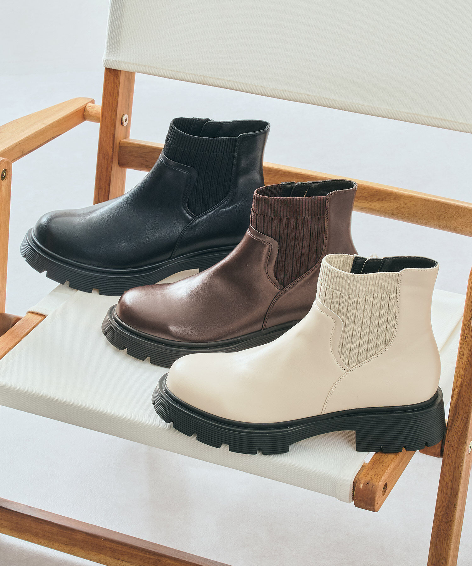 ORiental TRaffic「ニット ドッキング タンクソール ブーツ /51412」|ショートブーツ|