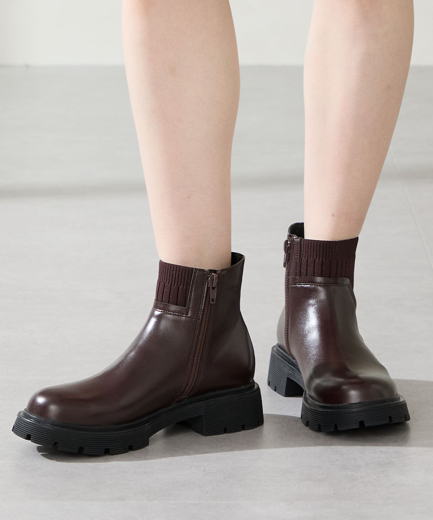 ORiental TRaffic「ニット ドッキング タンクソール ブーツ /51412」|ショートブーツ|