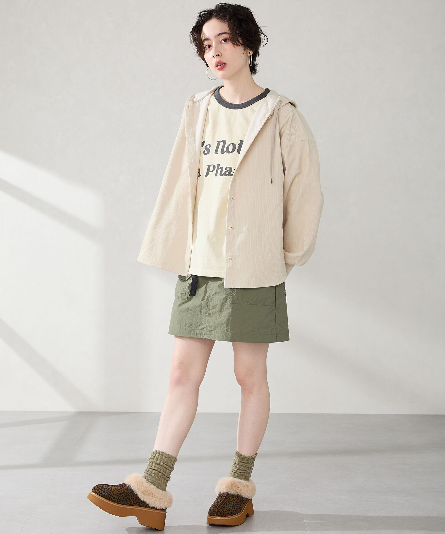 ORiental TRaffic「【 厚底 ・ 美脚 】 ムートン サボ /51325 ファー レオパード 防寒 」|サンダル|