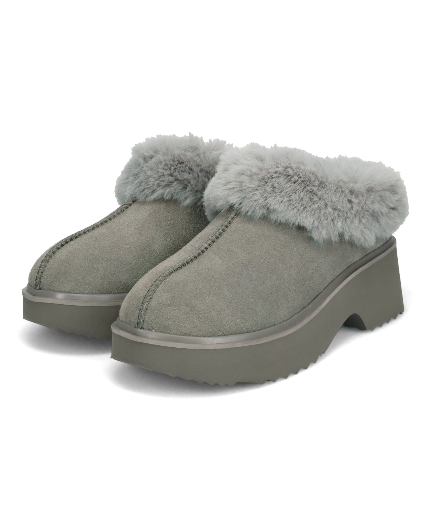 ORiental TRaffic「【 厚底 ・ 美脚 】 ムートン サボ /51325 ファー レオパード 防寒 」|サンダル|