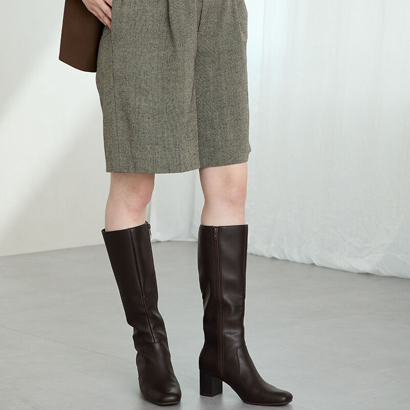 ORiental TRaffic「スクエアトゥチャンキーヒールロングブーツ/51501」|ロングブーツ|