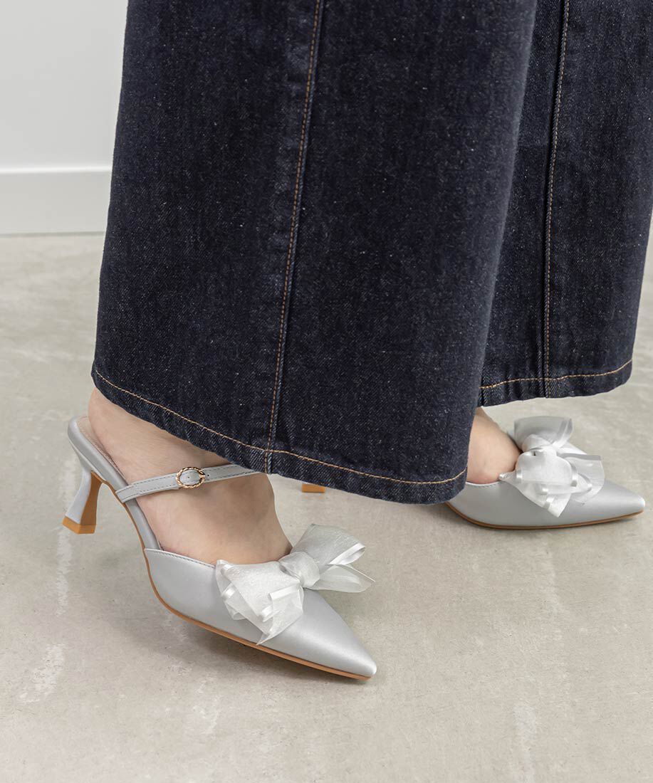  「2WAY シアーリボンミュールパンプス」|パンプス|