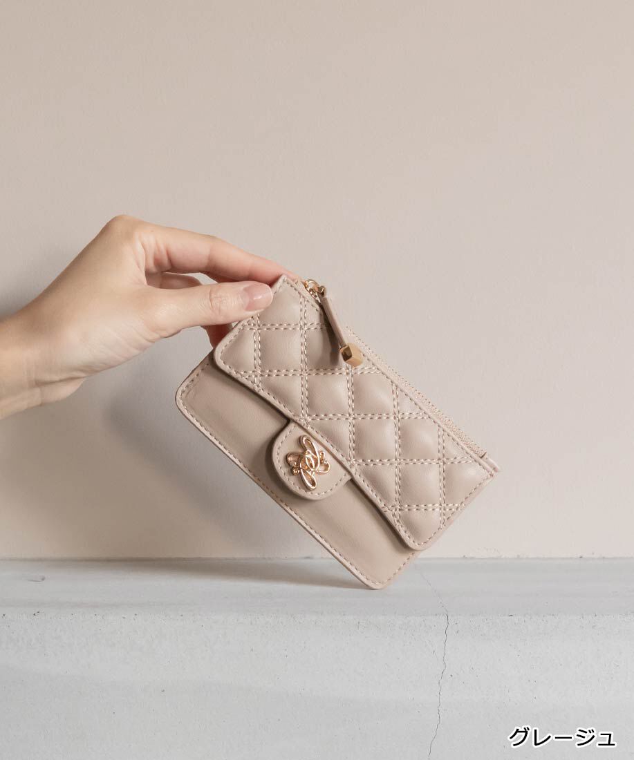  「キルティングフラップフラグメントケース」|名刺入れ・カードケース|グレージュ