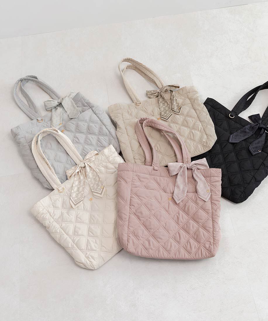  「【A4対応】2WAY リボンキルティングトートバッグ」|トートバッグ|