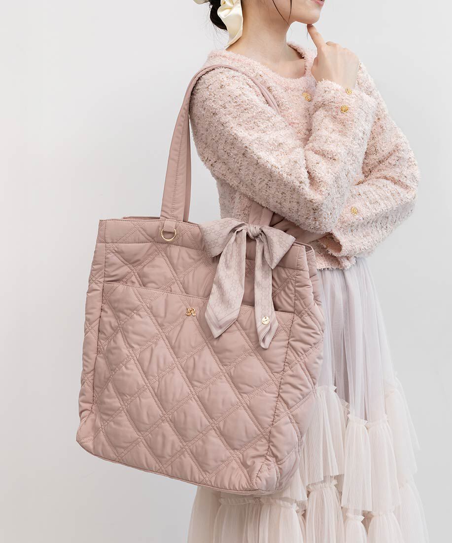  「【A4対応】2WAY リボンキルティングトートバッグ」|トートバッグ|