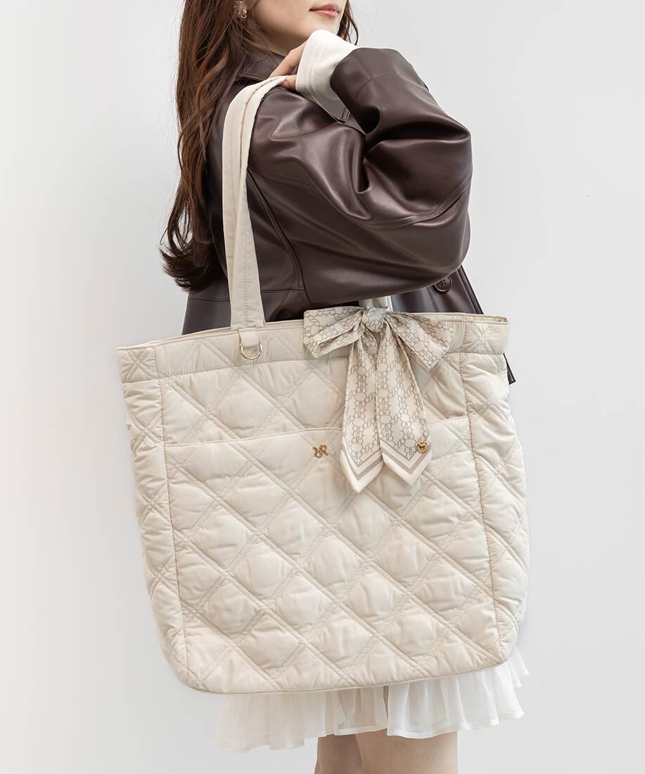  「【A4対応】2WAY リボンキルティングトートバッグ」|トートバッグ|