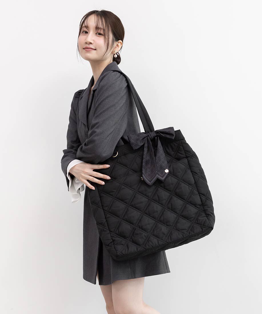  「【A4対応】2WAY リボンキルティングトートバッグ」|トートバッグ|