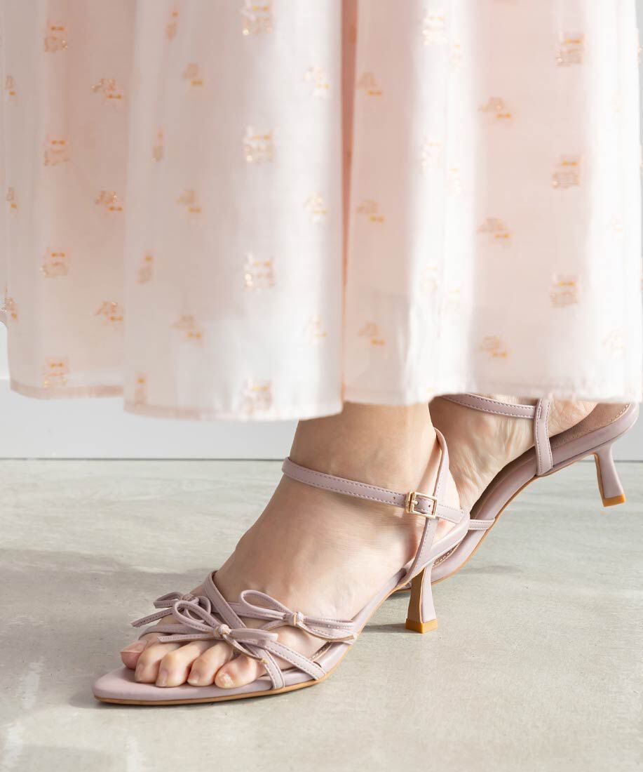  「ミニリボンナローストラップサンダル」|サンダル|パープル