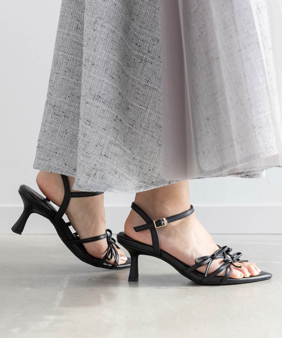  「ミニリボンナローストラップサンダル」|サンダル|