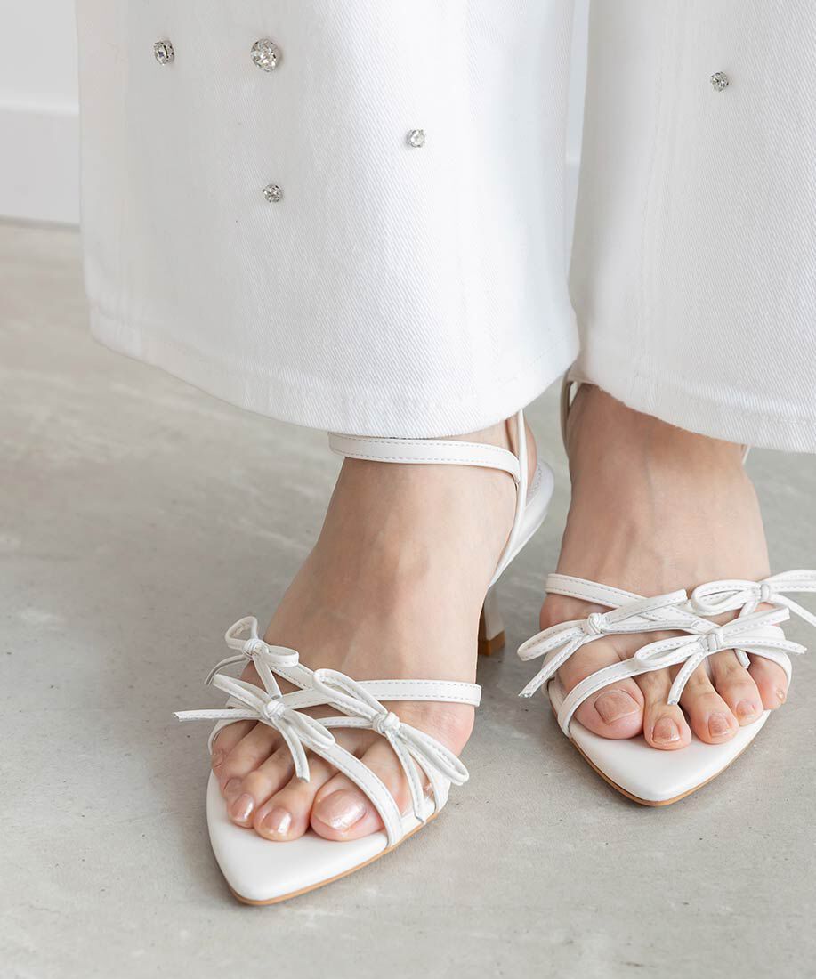  「ミニリボンナローストラップサンダル」|サンダル|
