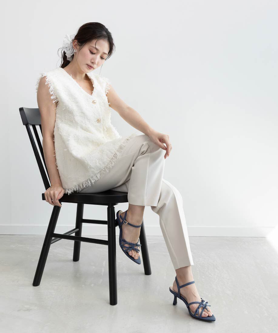  「ミニリボンナローストラップサンダル」|サンダル|