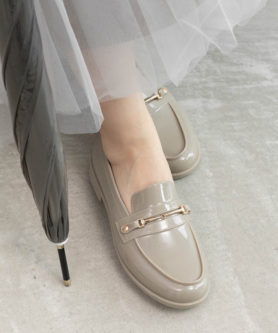  「ビットローファーレインシューズ」|レインシューズ|グレージュ