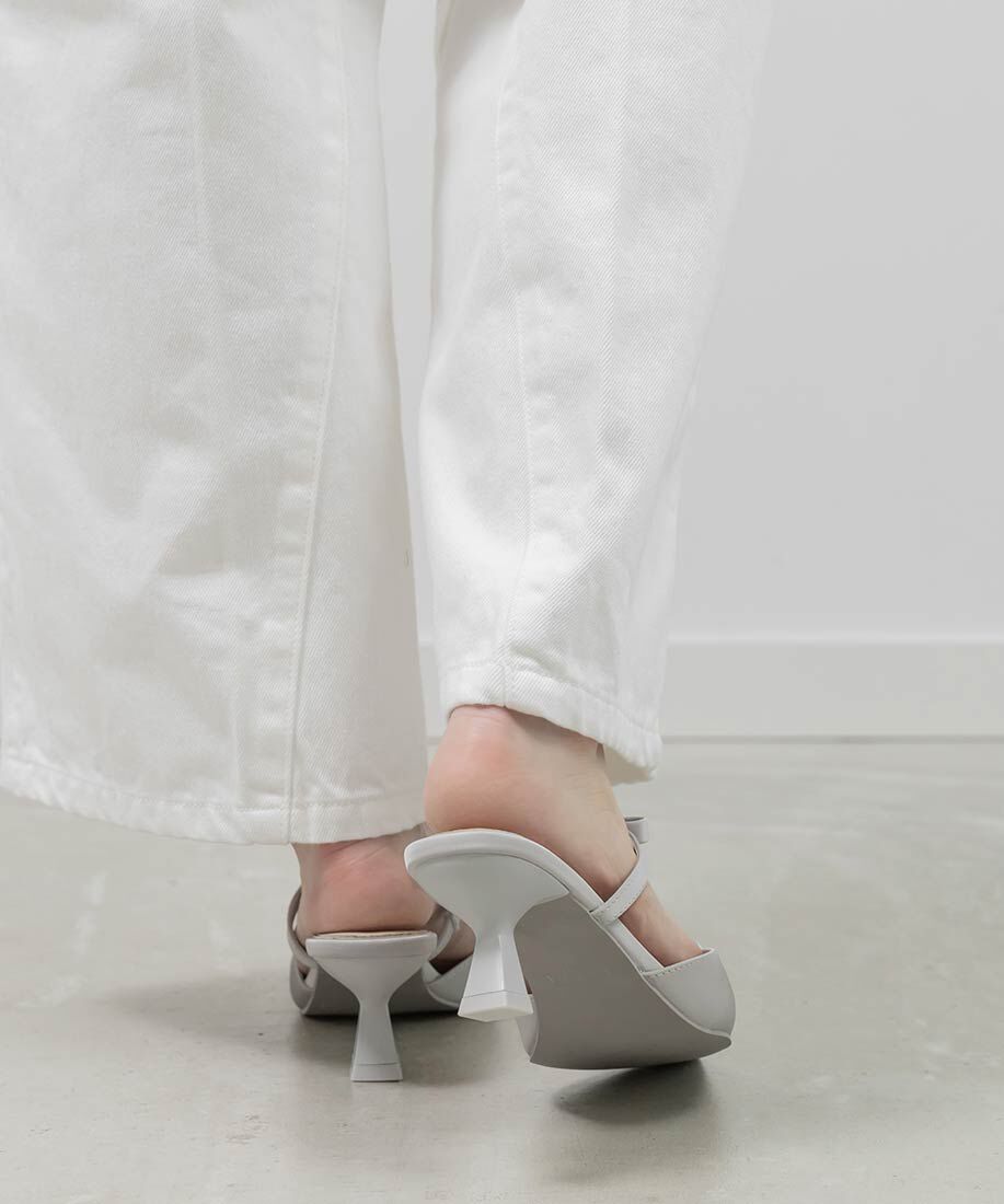  「ビジューリボンTストラップミュールパンプス」|パンプス|